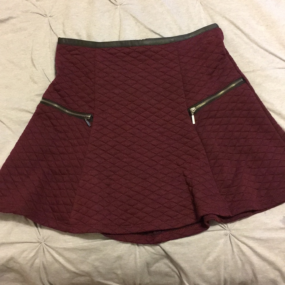Quilted Skirt with Leather Trim and Zippers